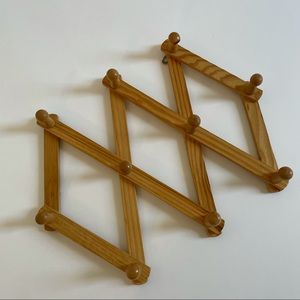 Vintage Accordion Wood Peg Rack